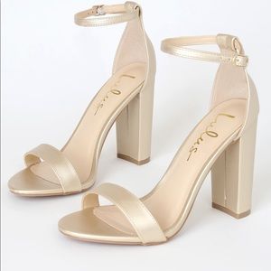 Lulus Taylor Gold Ankle Strap Heels